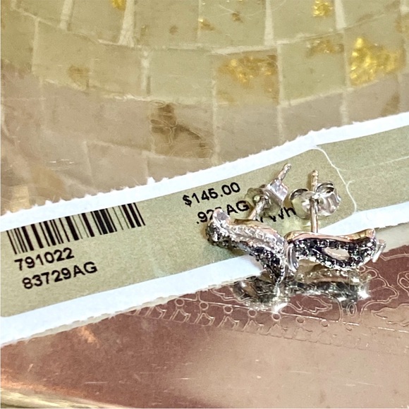 Genuine 0.25 Carat Black Diamond Penguin Studs ~ Diamond Stud Earrings - Picture 7 of 12